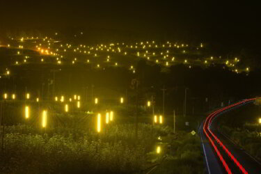 世羅町の梨園で防蛾灯が造る夜景を観賞してきました。